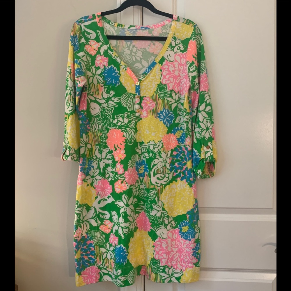 Lilly Pulitzer Palmetto Print V-Neck T-Shirt Dress